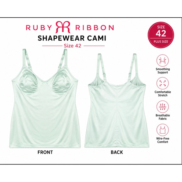 Ruby Ribbon Other - Ruby Ribbon Shapewear Cami Womens 42 Mint Green Style 3056 Smoothing Support